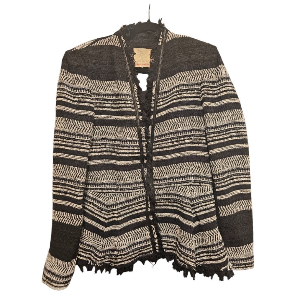 REBECCA TAYLOR Black/White Peplum‎ Tweed Jacket - Size 8